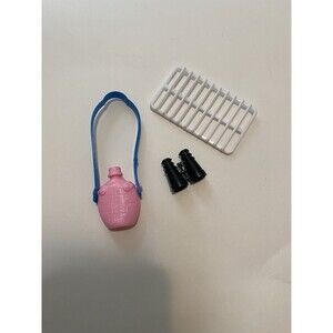 VTG Barbie Doll Lot Of 3 Hiking Camping Accessories Canteen Binoculars Grill